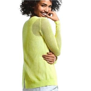 CABI NEON Green Knit Long Sleeve Lightweight Sweater Small